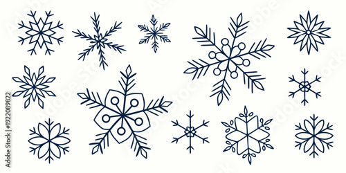 Intricate snowflakes with delicate patterns and symmetrical designs