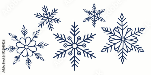 A collection of intricately designed snowflakes showcasing the beauty of winter.