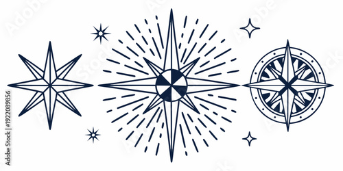 A collection of intricate star and compass designs showcasing various styles and complexities.