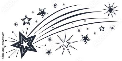 A vibrant display of stars and shooting stars in a night sky