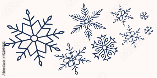 A collection of intricately designed snowflakes showcasing unique patterns and structures.