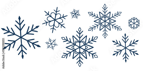 A collection of intricately designed snowflakes showcasing unique patterns and shapes