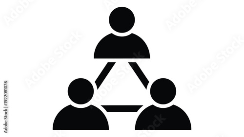 A group of people forming a triangle with lines isolated on white background, Vector