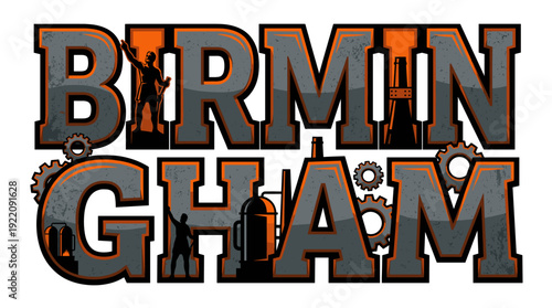 Birmingham Alabama industrial heritage vector illustration