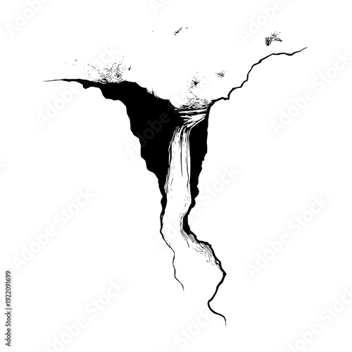Dive into the abyss: a breathtaking waterfall illustration that will leave you speechless! share the wonder now