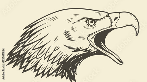 Majestic Eagle Head Profile with Open Beak.
