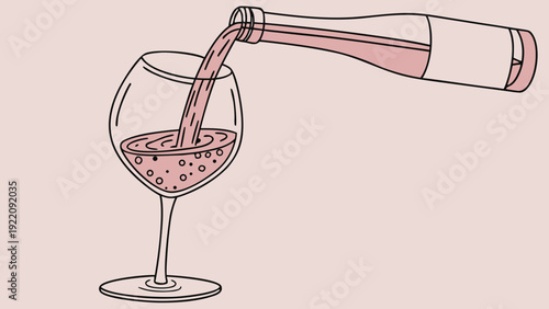 Pouring Ros Wine into a Glass.
