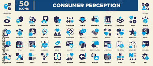 Consumer Perception Icon Sheet Glyph Blue