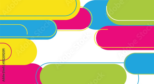 Colorful, abstract background of rounded rectangles and circles