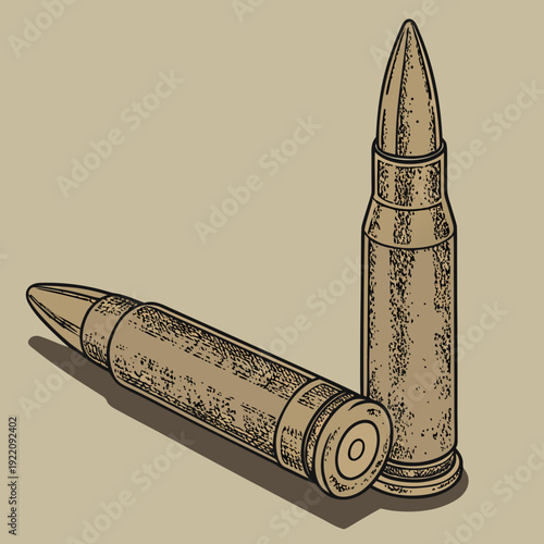 Two bullets one standing upright and one lying down.