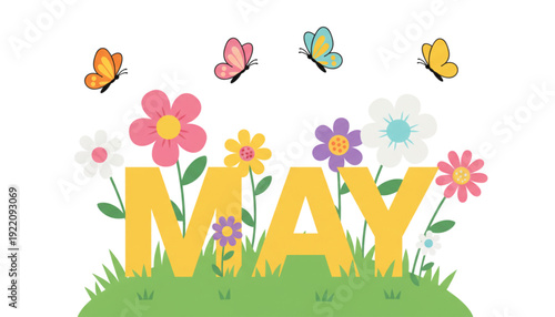 Springtime May Celebration with Butterflies and Flowers for Joyful Seasonal Marketing and Web Design
