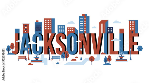 Jacksonville Florida skyline typography city landmark vector illustration