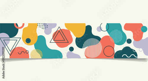 Colorful abstract design with organic shapes and geometric elements