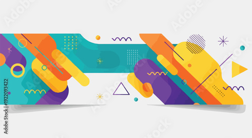 Colorful abstract design with shapes, lines, and gradients (1)