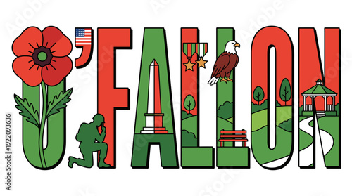 O'Fallon Missouri patriotic memorial day vector illustration