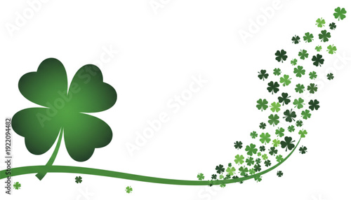 Green Four Leaf Clover Path for St Patricks Day. Irish Luck, Growth, and Prosperity Marketing Design.
