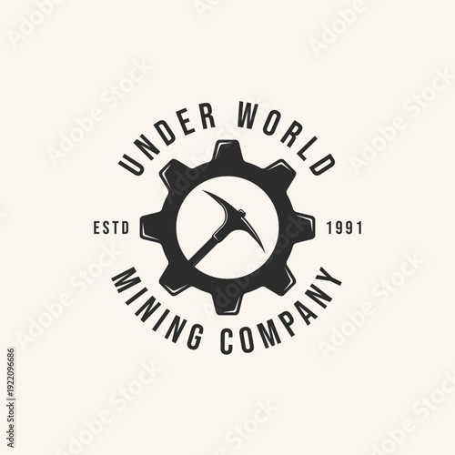 industrial mining gear logo design vector.