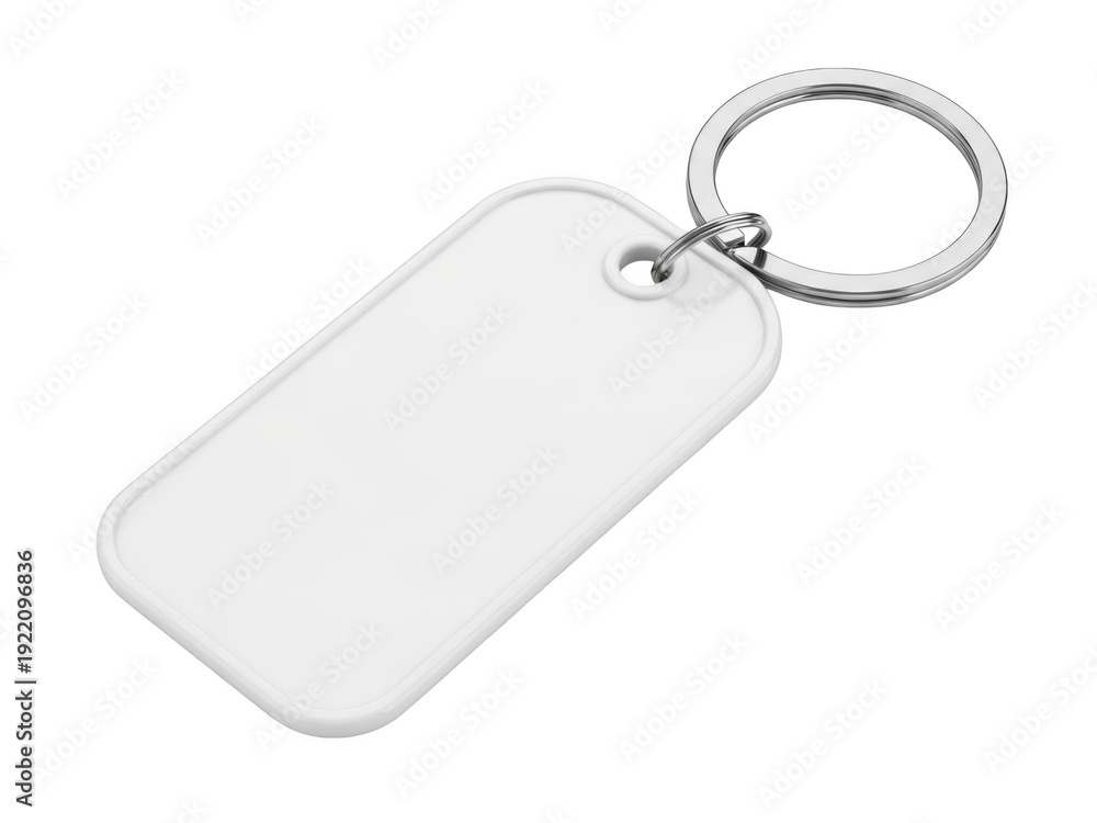 Fototapeta premium A blank white keychain on a black background isolated on transparent background