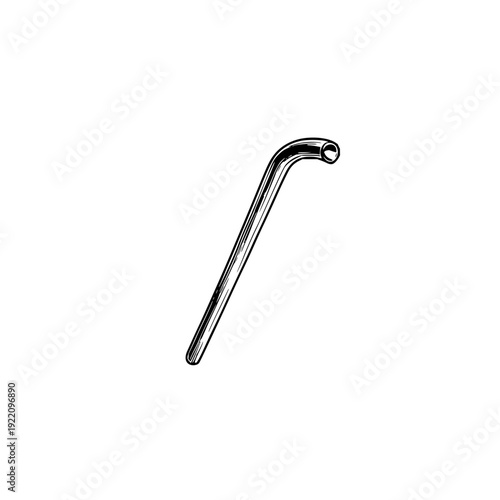 Illustration of a bent metal tube with a circular opening on a white background for design work one hundred
