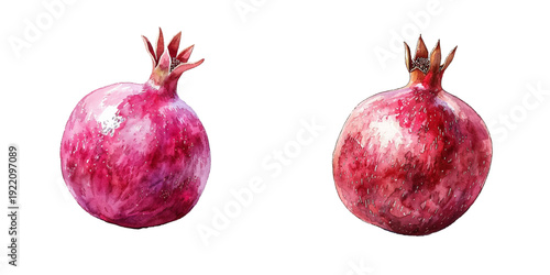 cute pomegrante watercolor vector illustration
