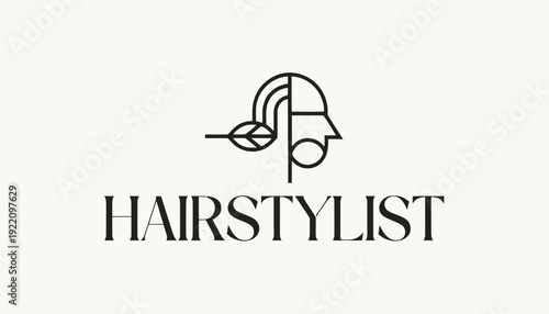 Modern hairstylist logo with elegant leaf design element