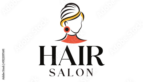Modern hair salon logo with elegant woman illustration