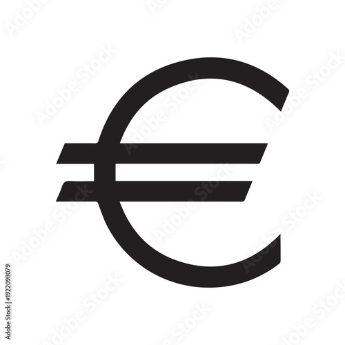 Euro icon the exact sizes with shadow on a white background, stylish vector illustration