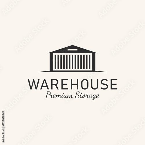 warehouse line art logo design vector.