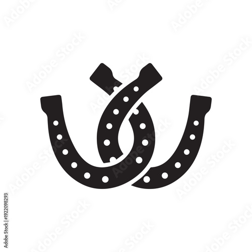 vector two connected horseshoes as luck symbol
