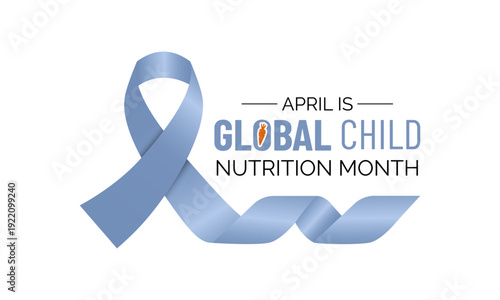 Global Child Nutrition Month concept featuring healthy food symbols and child care awareness in a balanced flat vector style. Creative nutrition awareness illustration of Banner poster, flyer design.
