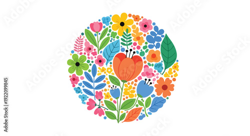 Colorful floral arrangement in a circular shape