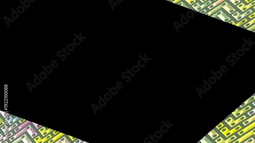 Abstract Geometric Pattern with Zigzag Lines and Colorful Rectangles.