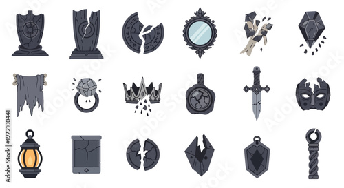 Collection of Fantasy and Medieval Style Icons.