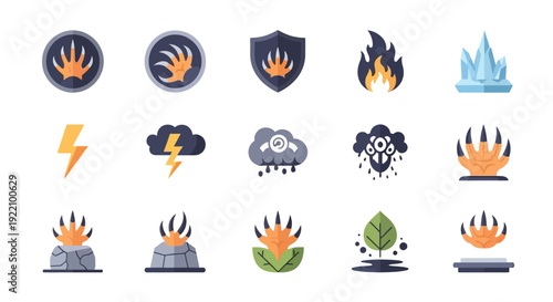 Collection of Volcano Eruption Icons and Symbols.