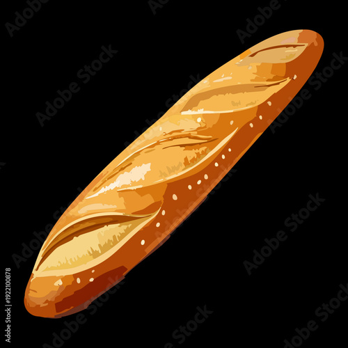 Classic French baguette with crispy crust for traditional bakery shop and sandwich making bread concept - Vector Illustration