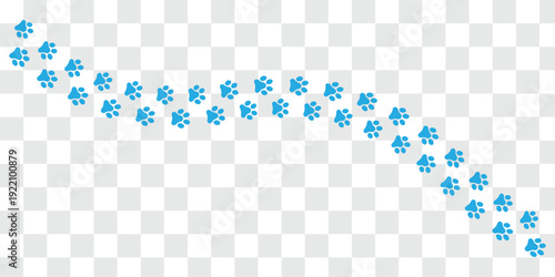 Paw vector foot trail print of cat. Dog, puppy silhouette animal diagonal tracks for t-shirts, backgrounds, patterns. Paw footprint of dog or cat.