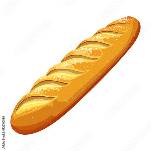 Traditional French bread loaf for bakery branding and artisanal sourdough bread making shop advertisement materials - Vector Illustration