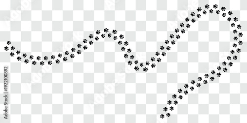 Paw vector trail, pet foot print silhouette track. Paw vector foot trail print on white background. 