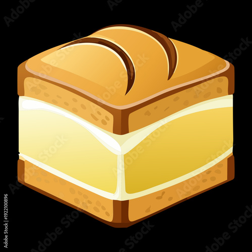 Square sandwich loaf with cream cheese and herb filling for savory snack or elegant tea party - Vector Illustration