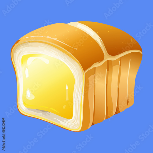 Sliced white bread loaf with golden crust for daily breakfast toast and healthy sandwich making concept - Vector Illustration