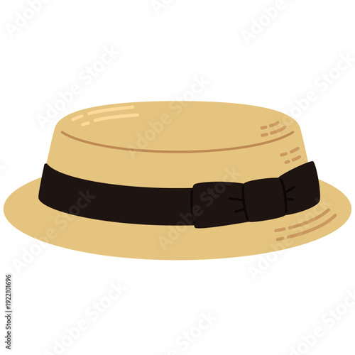 カンカン帽（麦わら帽子）のイラスト