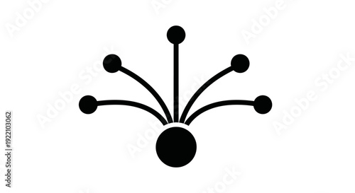 Abstract Minimalist Dot Burst Icon with Arcing Lines for Connection or Growth Concept