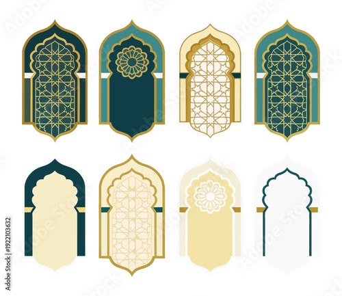 Islamic archways geometric ornamentation vector illustration design