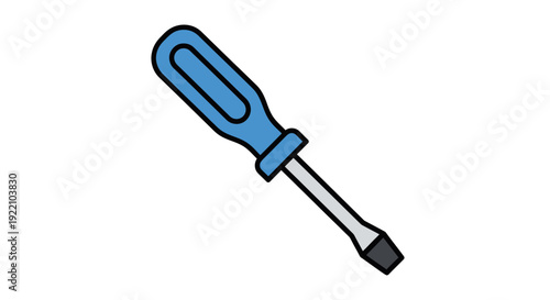 Blue Screwdriver Tool with Flathead Tip.