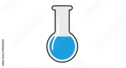 Laboratory Flask with Blue Liquid Inside.