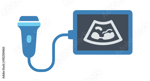 Ultrasound Scan of Fetus on Monitor