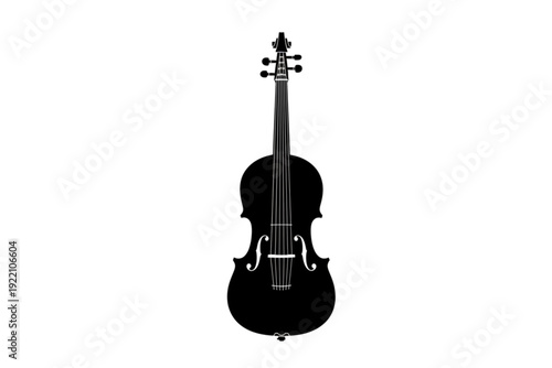 Elegant Silhouette of a Violin: A sophisticated black violin, rendered in a simple silhouette, showcasing its classic form and graceful curves. A symbol of art, music and elegance.