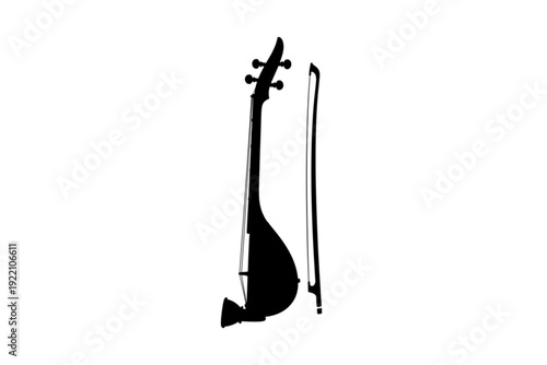Silhouette of Musical Instrument: A stylized silhouette of a classical stringed instrument stands elegantly against a pristine background, depicting an old era music.