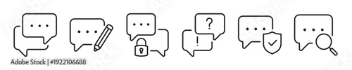 Chat thin line icon set. Web minimal icons