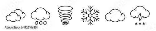 Weather thin line icon set. Web minimal icons